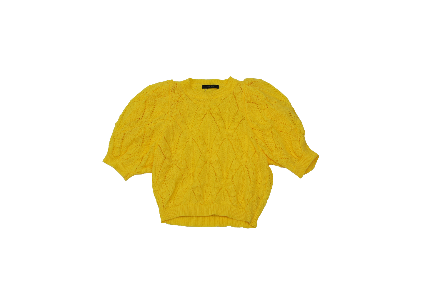 Yellow Knitted Short Sleeve Sweater