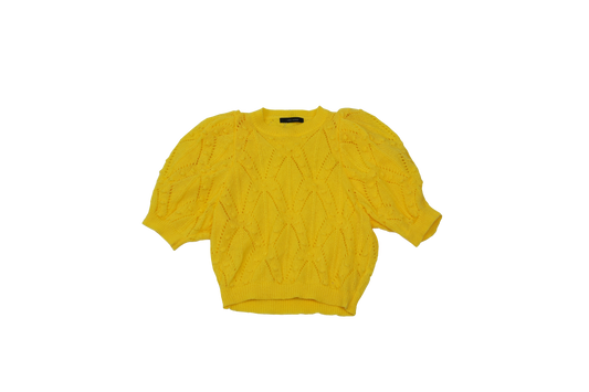 Yellow Knitted Short Sleeve Sweater